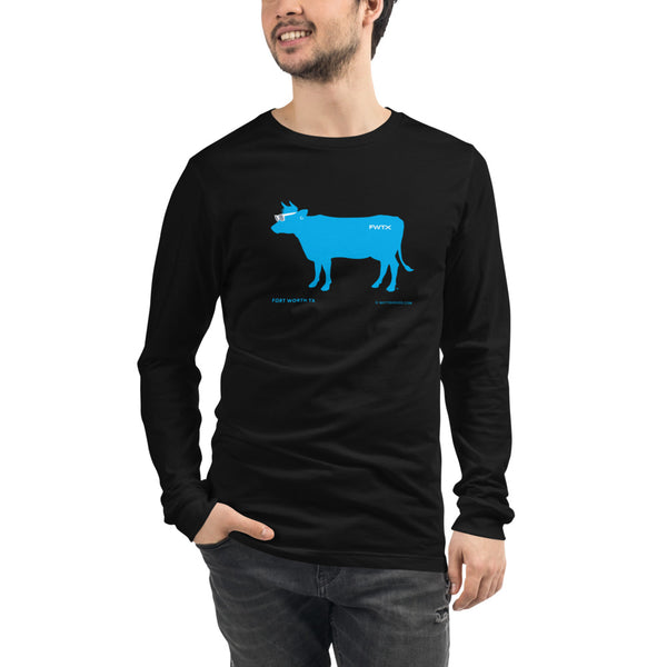 Fort Worth. Blue Cow. Unisex Long Sleeve Shirt