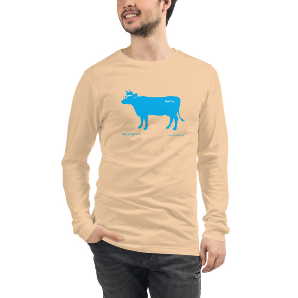 Fort Worth. Blue Cow. Unisex Long Sleeve Shirt