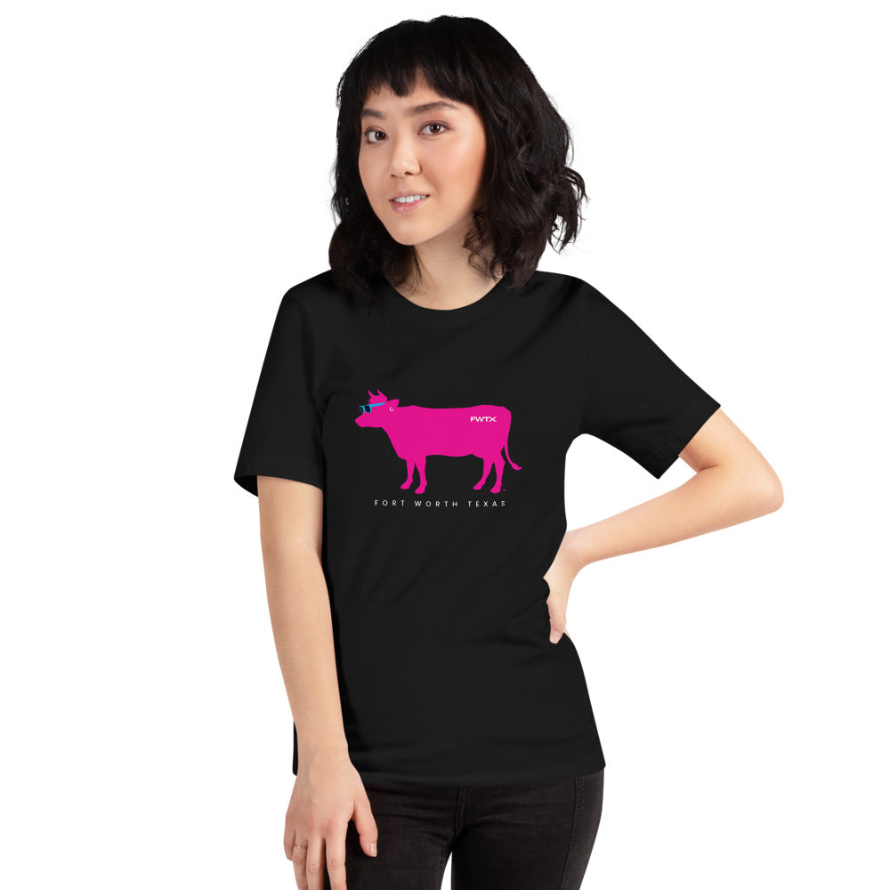 Fort Worth Cool Cow Fuschia Short-Sleeve Unisex T-Shirt