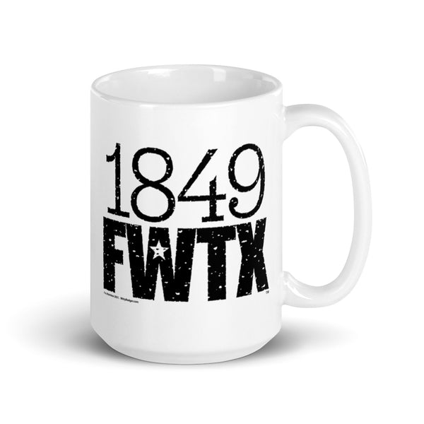 Fort Worth 1849 FWTX™  White 2-Sided Black Imprint Mug
